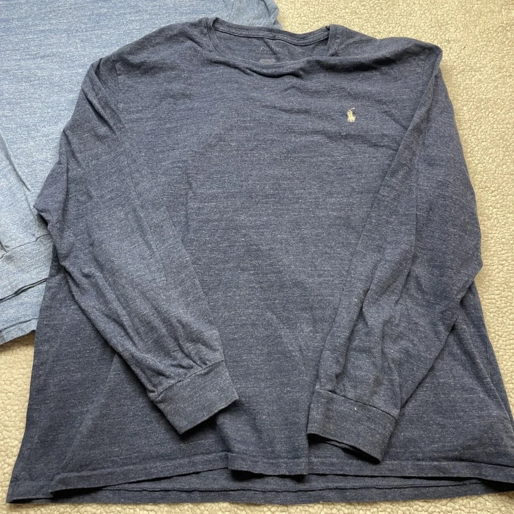 Polo Ralph‎ Lauren T-Shirt Mens XL Blue Bundle Long Sleeve Pony Logo Heathered